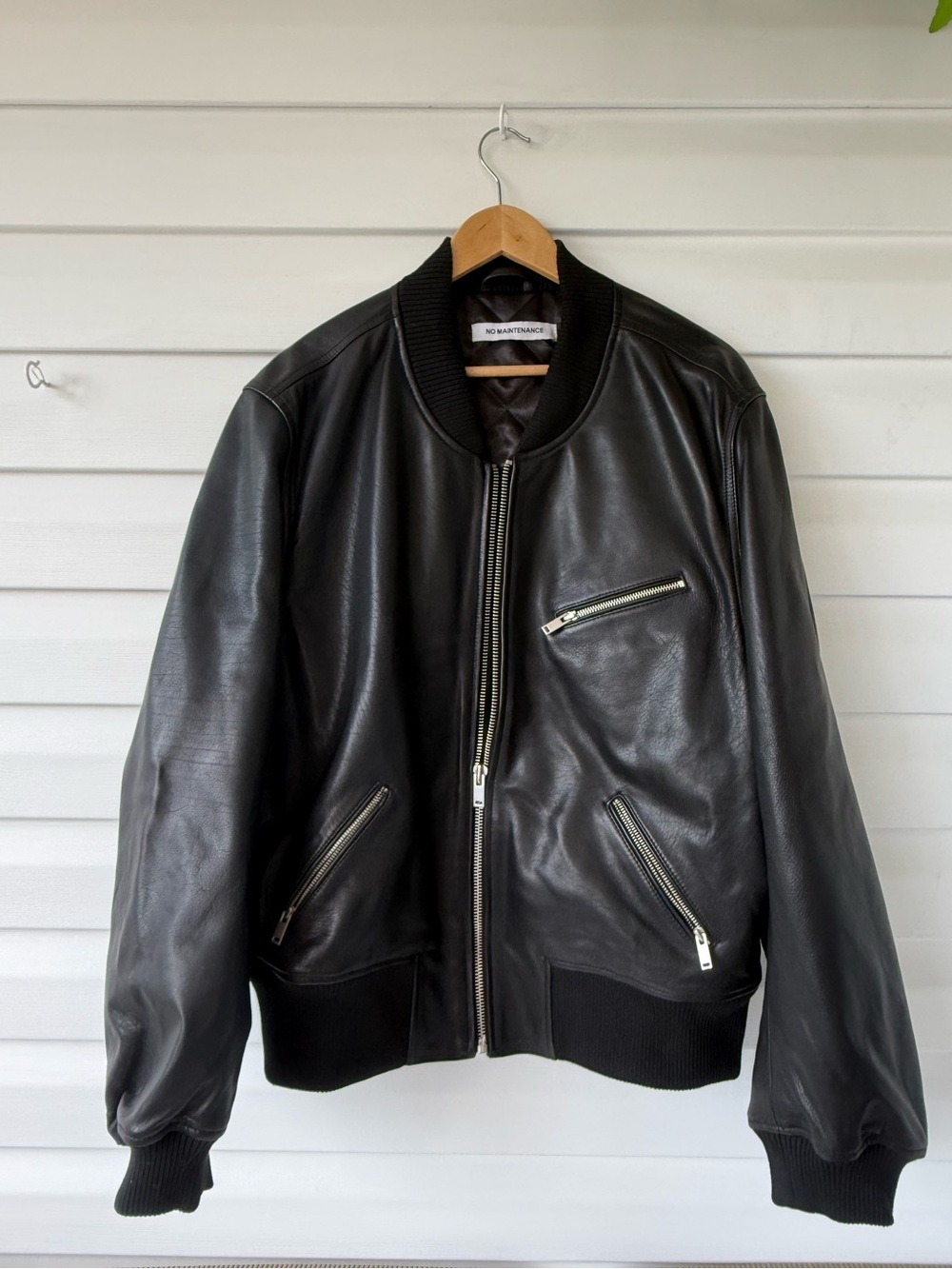 No Maintenance Nappa Black Calfskin Bomber Jacket -EUC 1130